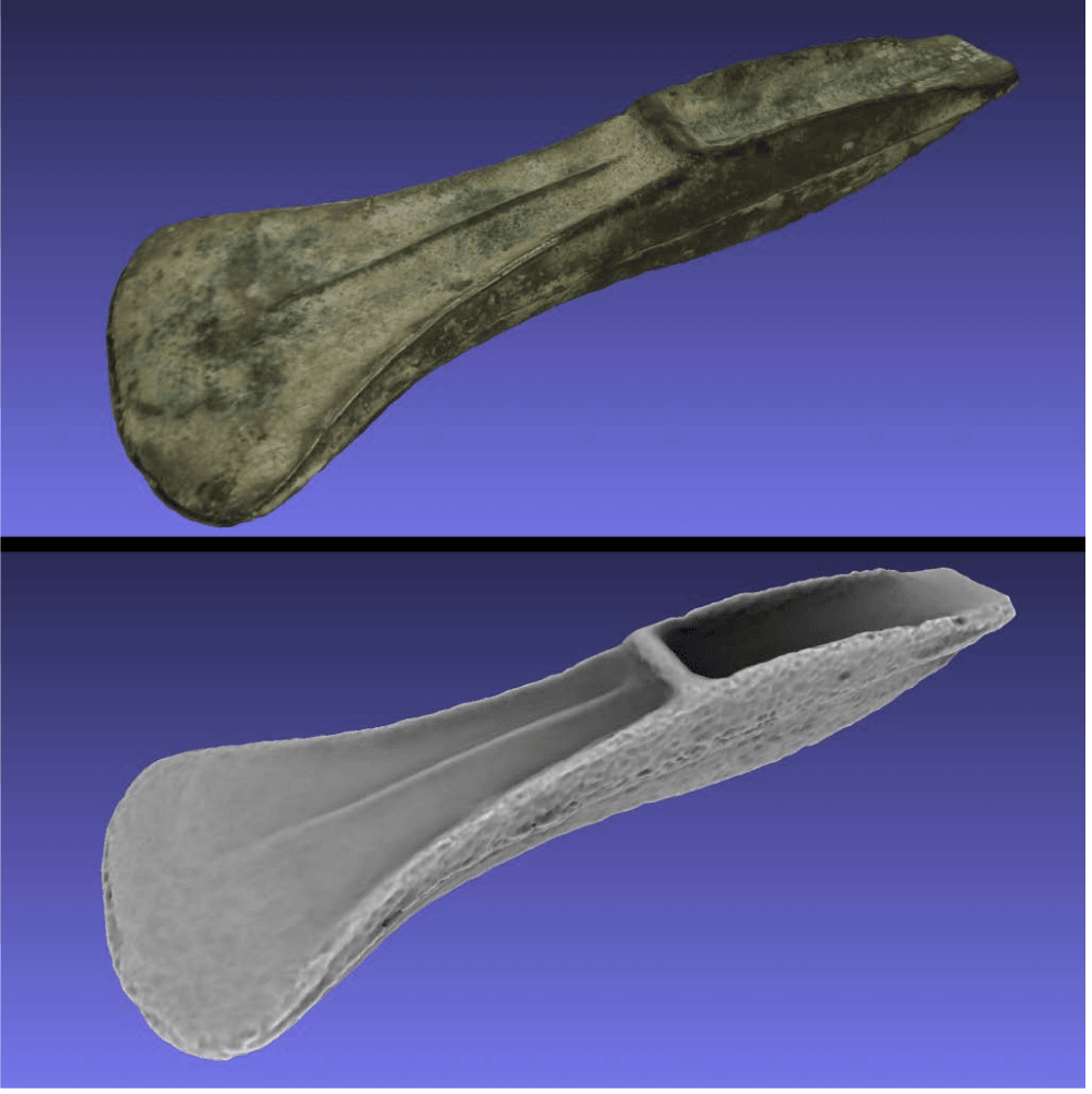 Figure 15. A 3D model of a Bronze Age palstave shown in the MicroPasts WebGL 3D viewer (©Trustees of the British Museum CC-BY).