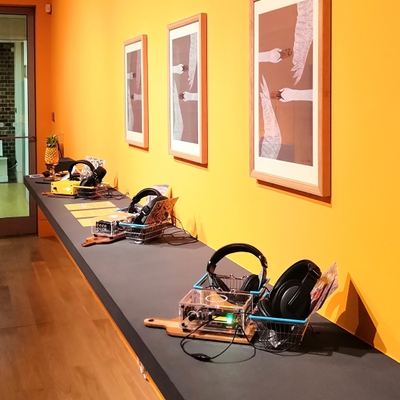 The 3 boxes installed in the exhibition space