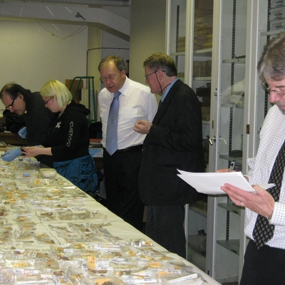 The Staffordshire Hoard being valued by Treasure Valuation Committee in 2009