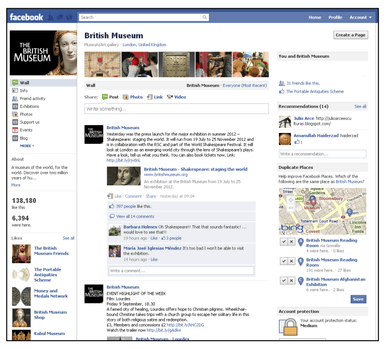 Figure 5: The British Museum's presence on Facebook