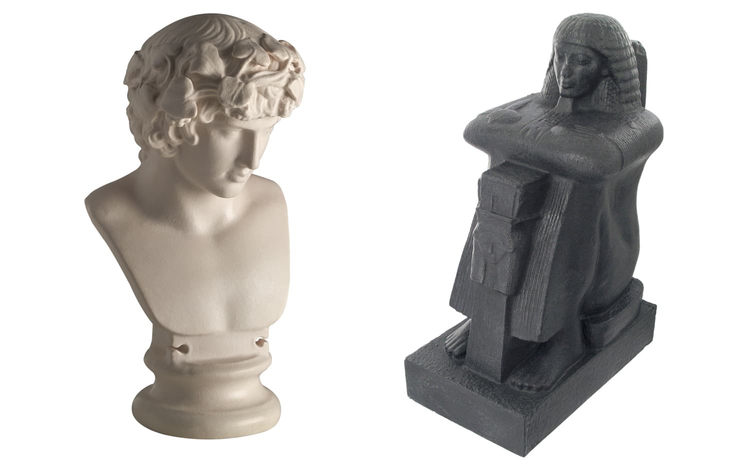 Two 3d jesmonite casts of Antinous and Roy