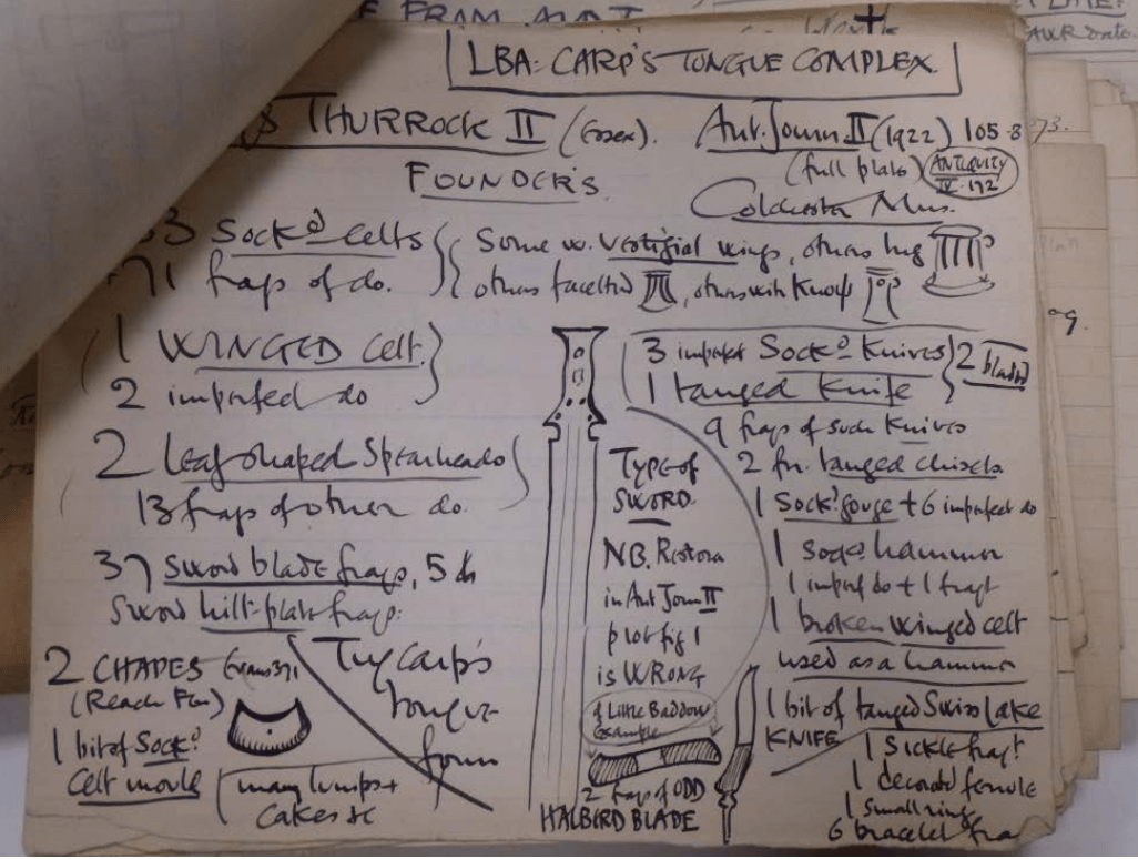 FFigure 12. Hawkes’s reworking of Late Bronze Age sword types, Institute of Archaeology’s Archive, University of Oxford (© J. Wexler CC-BY).