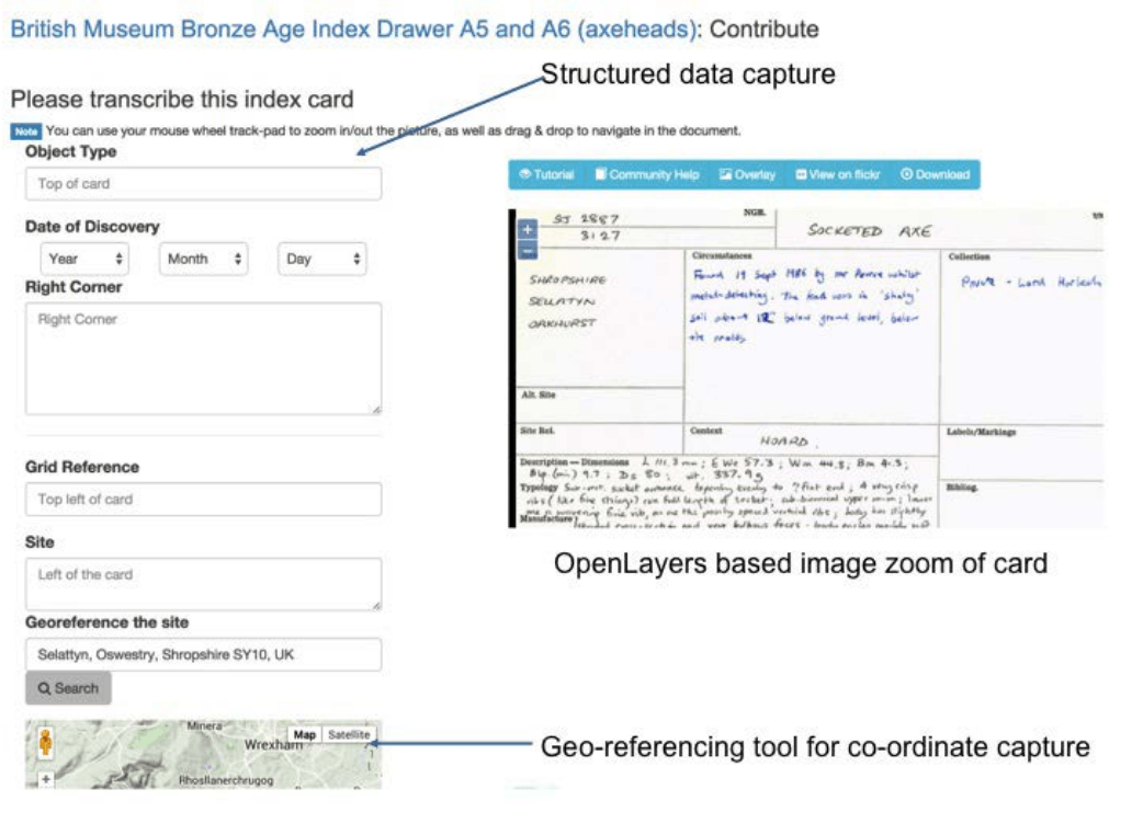 Figure 14. Example of a transcription app interface for the MicroPasts project (© Trustees of the British Museum CC-BY).