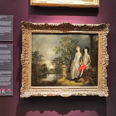 Installation of label by the Gainsborough pieces
