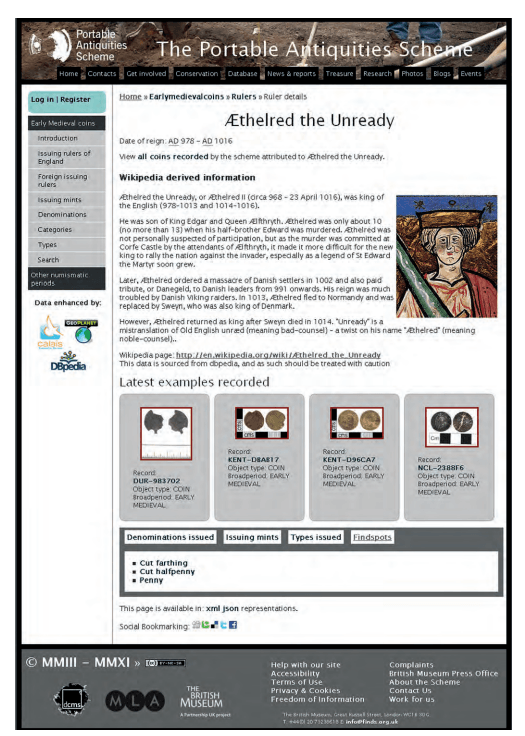 Plate 5 Æthelred the Unready’s biographical page on the Portable Antiquities Scheme’s website
