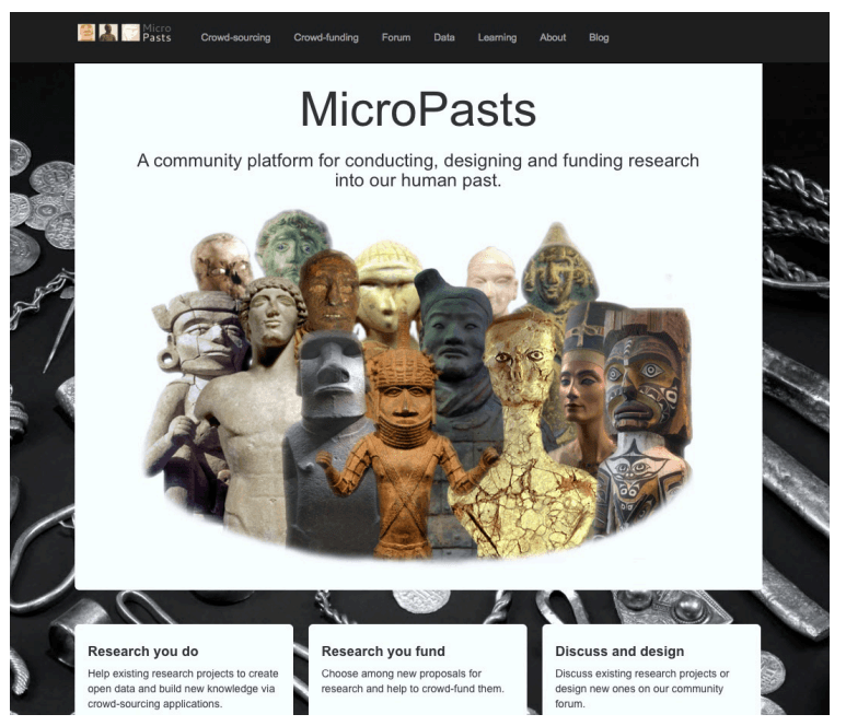 Fig. 1: The homepage of the MicroPasts website micropasts.org
