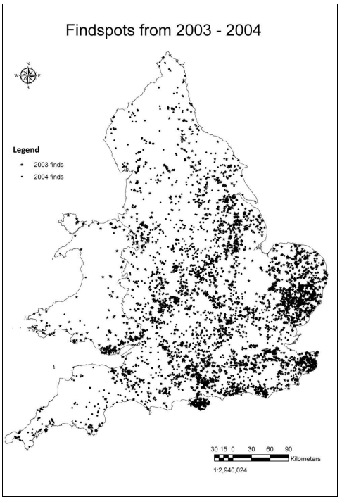Figure 5: Finds recorded 2003-4.