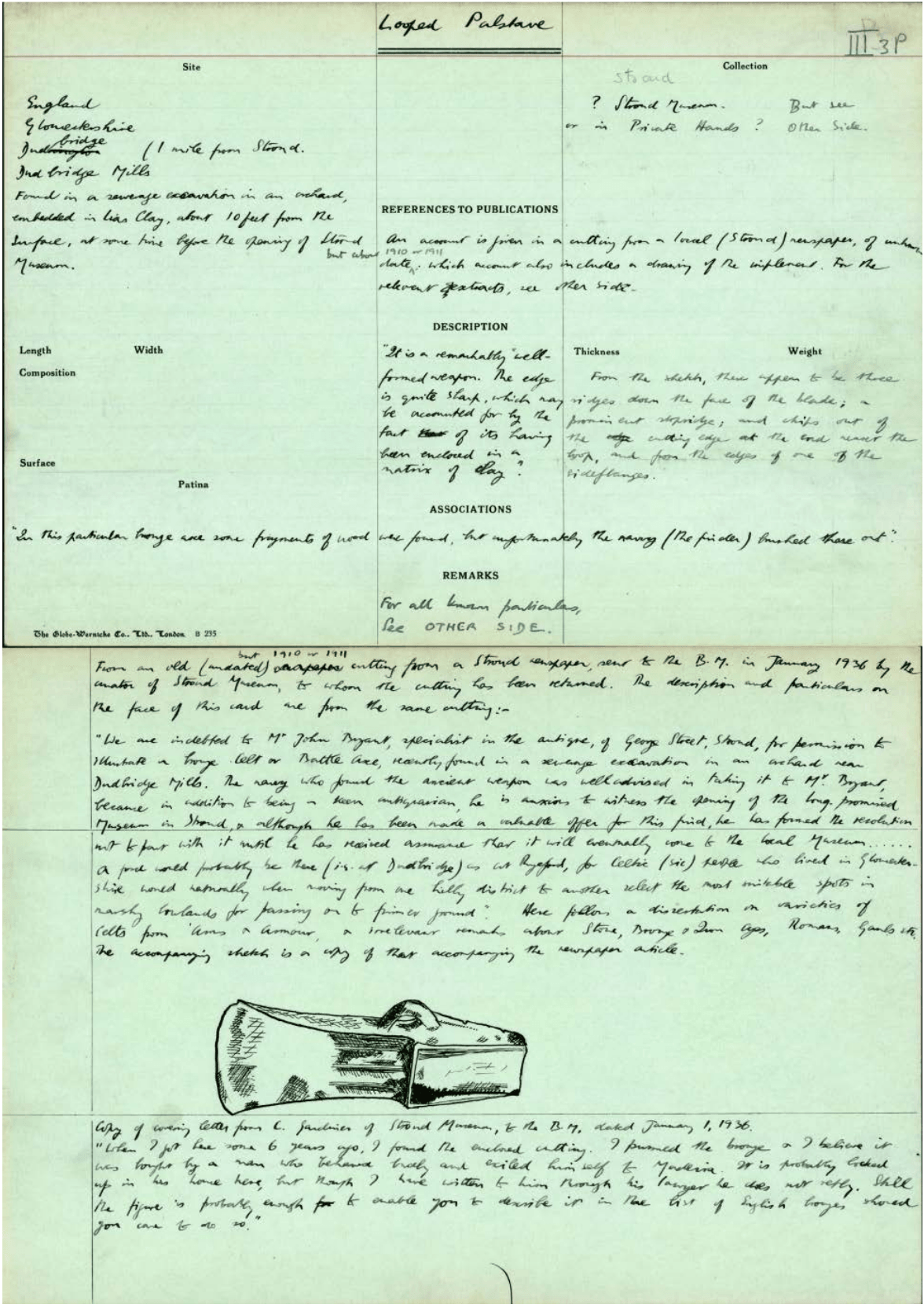 Figure 5. One of the index card records with extensive narrative from the National Bronze Age Index (NBAI) (© Trustees of the British Museum CC-BY)