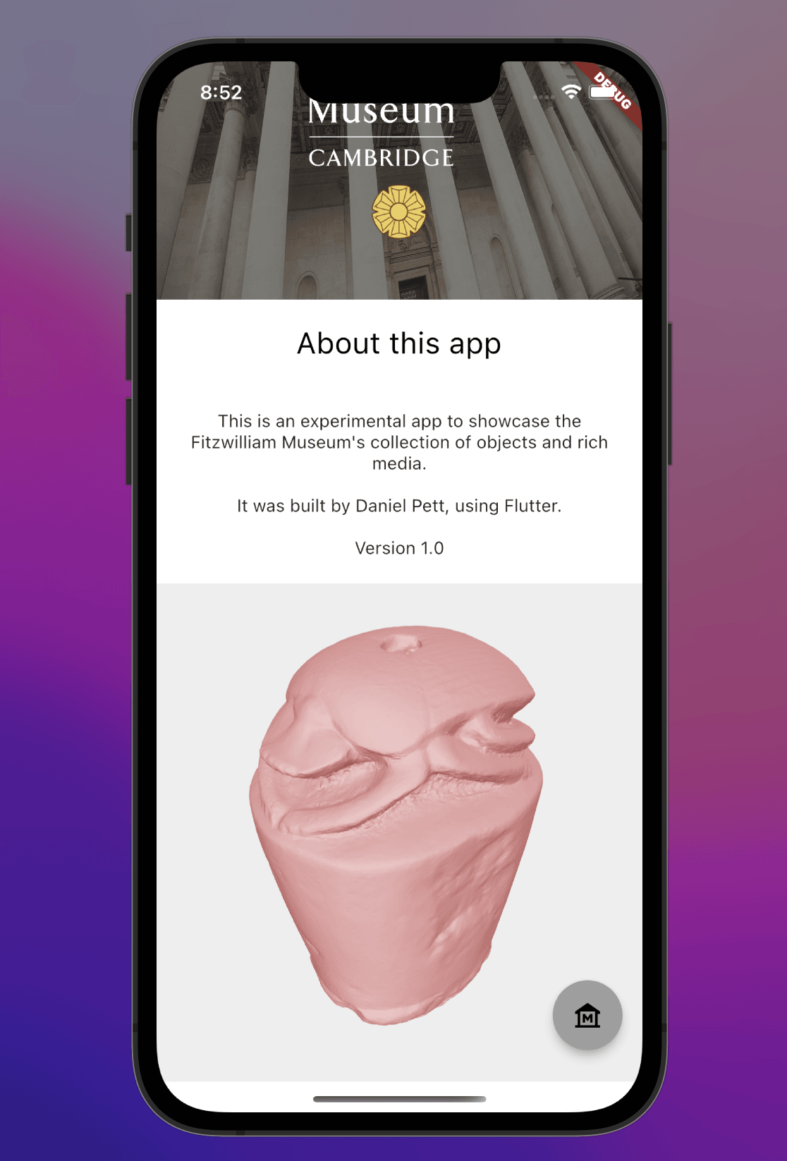 Flutter 3D model screen for a Fitz experiment